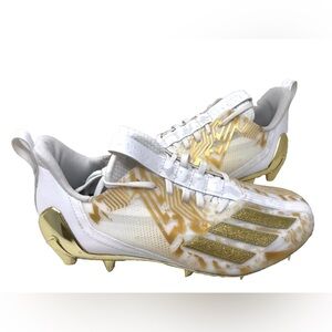 Adidas Men's Adizero 12.0 MismatchWht/Gold FootballCleats 10.5